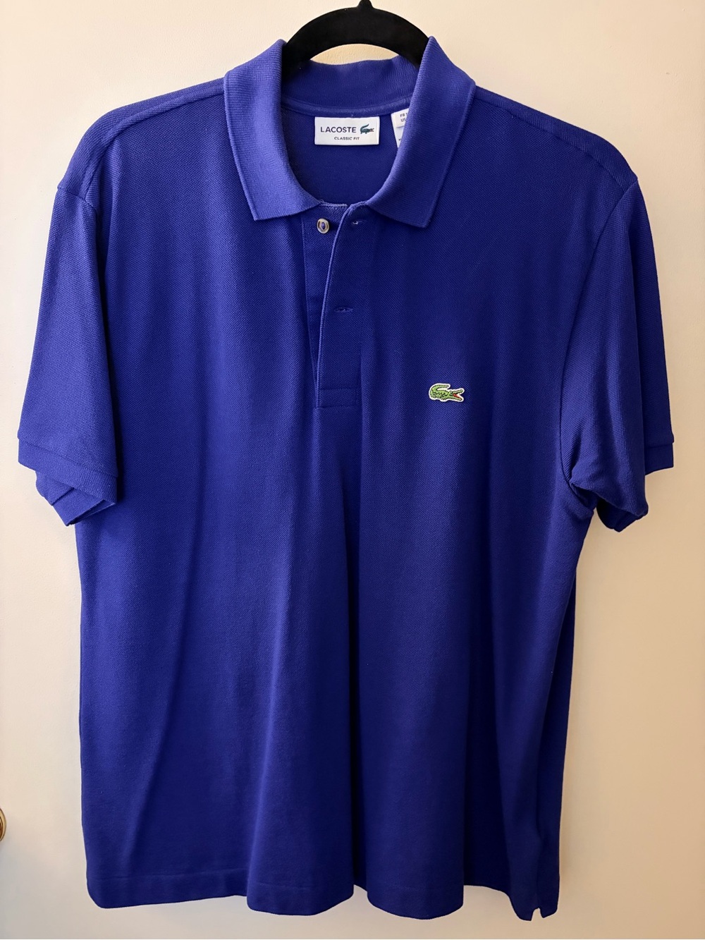 Lacoste Men’s Deep Blue Pique Polo with Signature Crocodile
